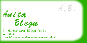 anita blegu business card